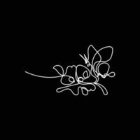 Schmetterling mit Blume minimal Design Hand gezeichnet einer Linie Stil Zeichnung, Schmetterling mit Blume einer Linie Kunst kontinuierlich Zeichnung, Schmetterling mit Blume Single Linie Kunst vektor