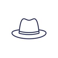 Fedora Hut Linie Symbol auf Weiß vektor