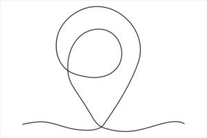 kontinuerlig ett linje Google Karta punkt rutt vägbeskrivning och plats översikt linje konst illustration vektor