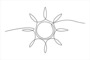 kontinuierlich einer Linie Zeichnung Sonne Kunst Sommer- Sonne Kontur Linie Zeichen Linie Kunst Illustration vektor