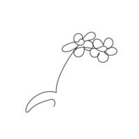 kontinuerlig ett linje teckning av blommor, svart och vit grafik minimalistisk linjär illustration vektor