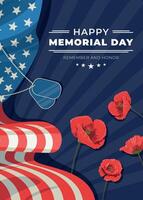 platt vertikal affisch mall för USA minnesmärke dag firande vektor