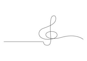 en diskant klav och anteckningar kontinuerlig ett linje teckning premie illustration vektor