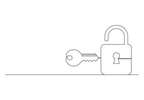 kontinuerlig linje teckning av hus nyckel och låsa Lösenord och säkerhet begrepp proffs illustration vektor