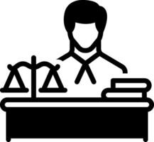 fast svart ikon för advokat vektor