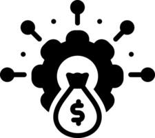 fast svart ikon för pengar förvaltning vektor