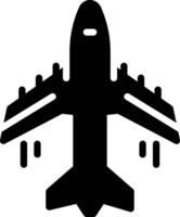 solide schwarz Symbol zum Flugzeug vektor
