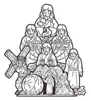 Karikatur Jesus Christus Wunder von Jesus im das Bibel mischen Geschichte vektor