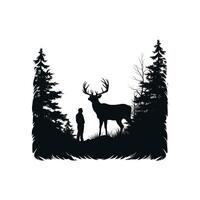 Hirsch Jagd Silhouette. sehr geehrter Jagd Illustration. vektor