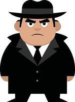illustration av en maffia bär en svart hatt och en svart kostym vektor