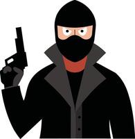 Illustration Mafia mit Maske tragen ein schwarz Hut und ein schwarz passen Urlaub Gewehr vektor