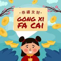 gong xi fa cai gott kinesiskt nytt år bakgrund vektor