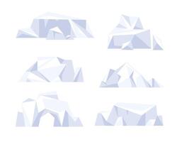 olika sorter isberg uppsättning. antarktisk tecknad serie is. flytande is berg. smältande isberg och frysta isig block. vektor