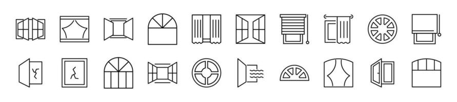 Pack von linear Symbole von Fenster. editierbar Schlaganfall. linear Symbol zum Netz Websites, Zeitungen, Artikel Buch vektor