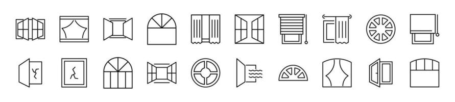 packa av linjär symboler av fönster. redigerbar stroke. linjär symbol för webb webbplatser, tidningar, artiklar bok vektor