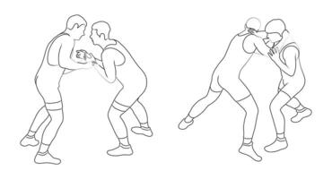greco roman brottning. sport kämpar i slåss, bekämpa, grappling. krigisk konst. illustration isolerat på vit bakgrund vektor