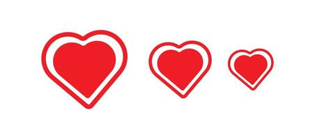 samling av kärlek hjärta symbol ikoner . kärlek illustration uppsättning med fast och översikt hjärtan. röd hjärta. vektor