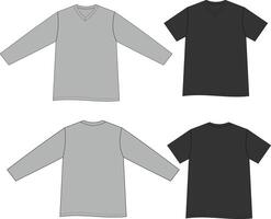 uppsättning av tshirt attrapp unisex- kort och lång ärm vektor