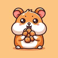 illustration av söt hamster äter jordnötter vektor