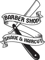 Barbier Geschäft Symbol mit Rasieren Rasierer Messer. rasieren und Haarschnitte vektor