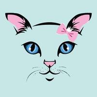 ein Katze mit Blau Augen und ein Rosa Bogen vektor