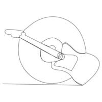 Illustration von einer Single Linie Kunst Zeichnung von Gitarre Welt Musik- Tag vektor