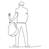 illustration av ett enda linje konst teckning av gitarr värld musik dag vektor