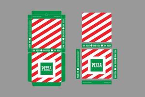 Pizza Box Design, Pizza Verpackung Design, Pizza Box ddesign Vorlagen, skizzieren Box Design, Pizza realistisch Karton Box vektor