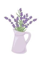 Hand gemalt Strauß von Blühen Lavendel im lila Krug.zeitgenössisch abstrakt malen. Vorlage zum Sozial Medien und Design Karten, Einladungen, Abdeckungen vektor