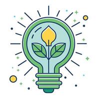 ljus Glödlampa med växt inuti översikt illustration komisk stil Glödlampa illustration kreativ aning logotyp vektor