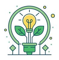 Licht Birne mit Pflanze Innerhalb Gliederung Illustration Comic Stil Birne Illustration kreativ Idee Logo vektor