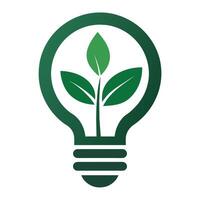 verlängerbar Energie Ressourcen Logo mit ein dynamisch Pflanze angetrieben Licht Birne Öko Idee Licht Birne Logo vektor