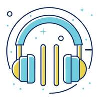 lekfull headsetet illustration komisk hörlurar ikon komisk stil audio ikon färgrik hörlurar vektor