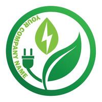 Öko freundlich Elektrizität Logo Umgebung freundlich Batterie Logo Grün Elektrizität Logo vektor