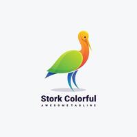 färgrik stork logotyp illustration mall vektor
