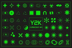 uppsättning vit fylla neon grön geometrisk figur y2k, 3d . för affisch, baner. vektor