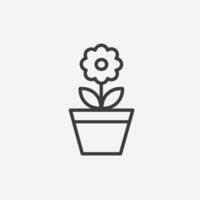 blomma växt i pott ikon symbol tecken vektor