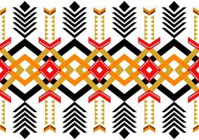 blandad färgrik etnisk stam- geometrisk mönster textilier på vit bakgrund. motiv tapet. abstrakt röd, svart, gul och orange Färg inföding afrikansk tyg textur design- illustration vektor