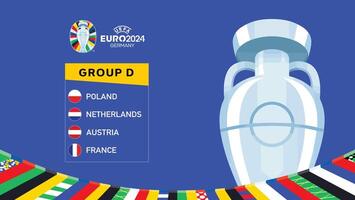 euro 2024 Tyskland grupp d flaggor design med trofén symbol officiell logotyp europeisk fotboll slutlig illustration vektor