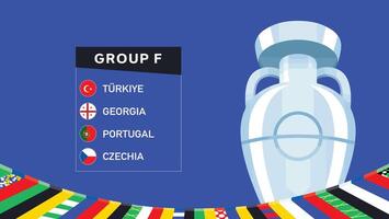 euro 2024 Tyskland grupp f flaggor design med trofén symbol officiell logotyp europeisk fotboll slutlig illustration vektor