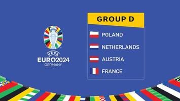 Euro 2024 Deutschland Gruppe d Flaggen Band Design offiziell Logo Symbol europäisch Fußball Finale Illustration vektor