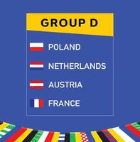 europäisch Nationen 2024 Gruppe d Teams Flaggen abstrakt Design Länder europäisch Fußball Symbol Logo Illustration vektor