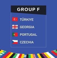 europeisk nationer 2024 grupp f band flaggor abstrakt design lag länder europeisk fotboll symbol logotyp illustration vektor