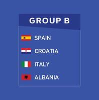 europeisk nationer 2024 grupp b lag flaggor design abstrakt länder europeisk fotboll symbol logotyp illustration vektor