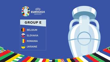 Euro 2024 Deutschland Gruppe e Flaggen Design mit Trophäe Symbol offiziell Logo europäisch Fußball Finale Illustration vektor