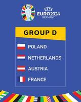 euro 2024 Tyskland grupp d band flaggor design symbol officiell logotyp europeisk fotboll slutlig illustration vektor