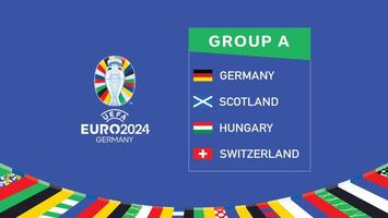 euro 2024 Tyskland grupp en flaggor design officiell logotyp symbol europeisk fotboll slutlig illustration vektor