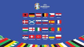 euro 2024 Tyskland flaggor design abstrakt med officiell logotyp symbol europeisk fotboll slutlig illustration vektor