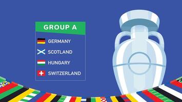 Euro 2024 Deutschland Gruppe ein Band Emblem Design mit Trophäe Symbol offiziell Logo europäisch Fußball Finale Illustration vektor