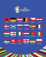 euro 2024 Tyskland flaggor design abstrakt med officiell logotyp symbol europeisk fotboll slutlig illustration vektor